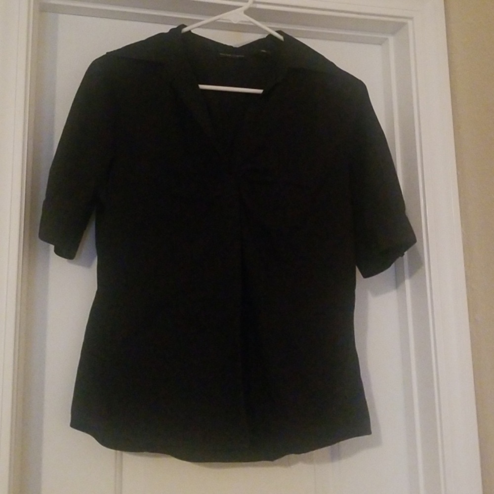 New York & Co medium Black 3/4 Button Down Top EUC